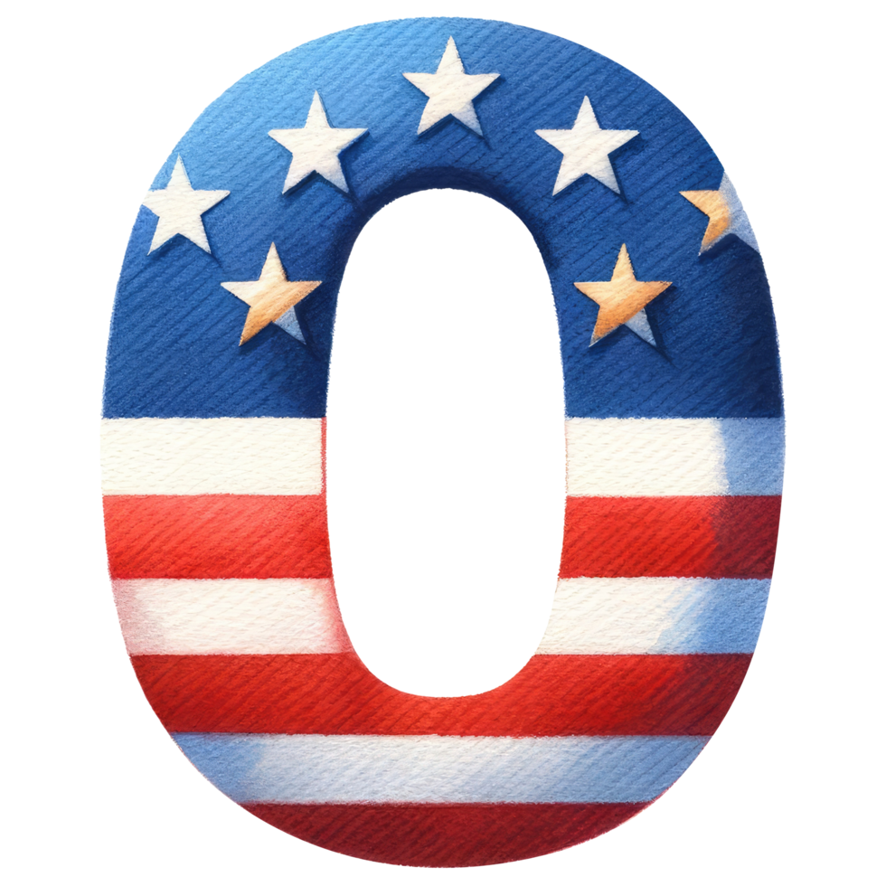 AI generated Watercolor American Flag Number Zero png