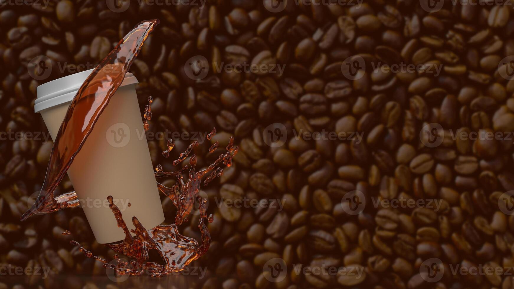 Coffee cup on Bean Background for hot drink concept 3d rendering. photo