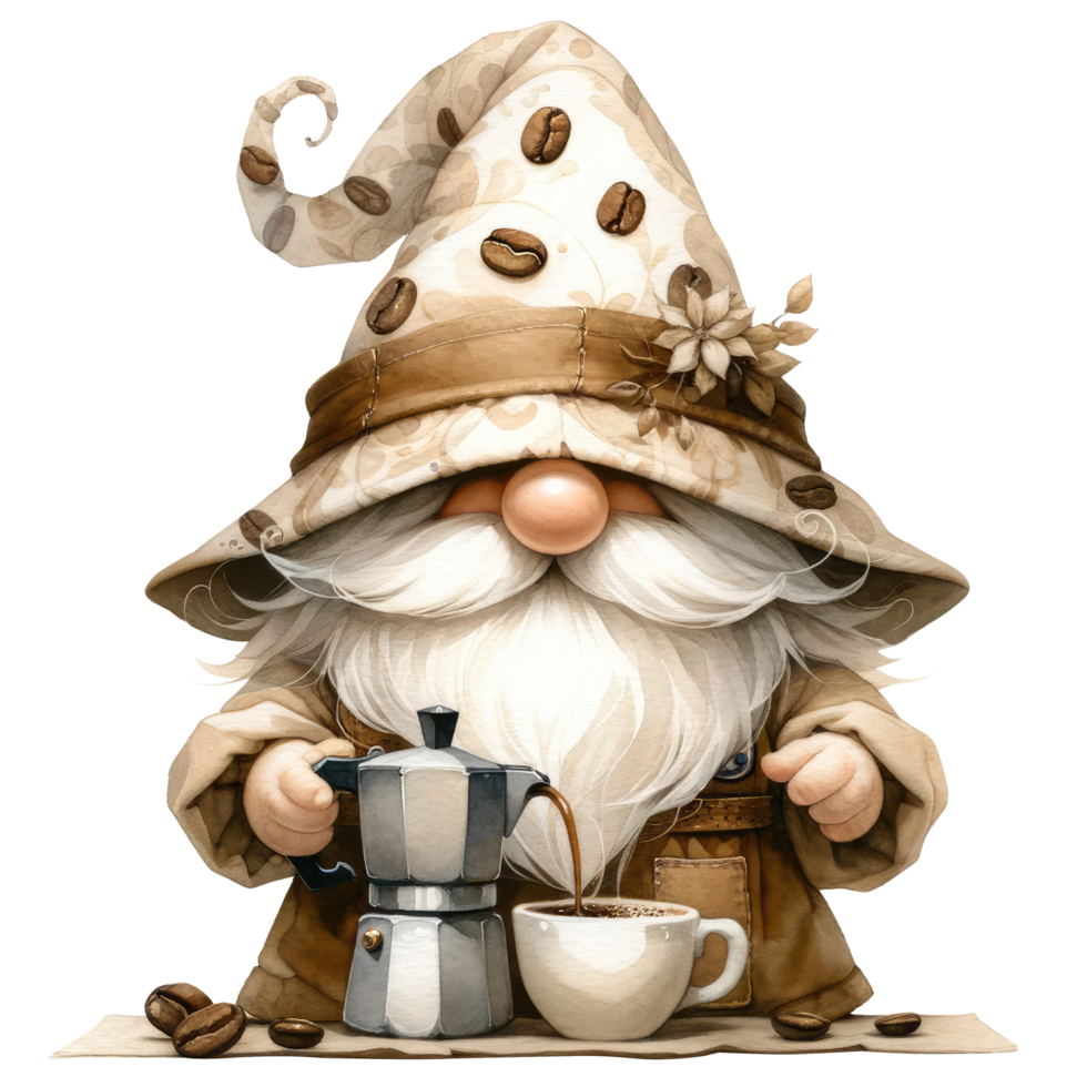 AI generated Coffee Themed Gnomes png