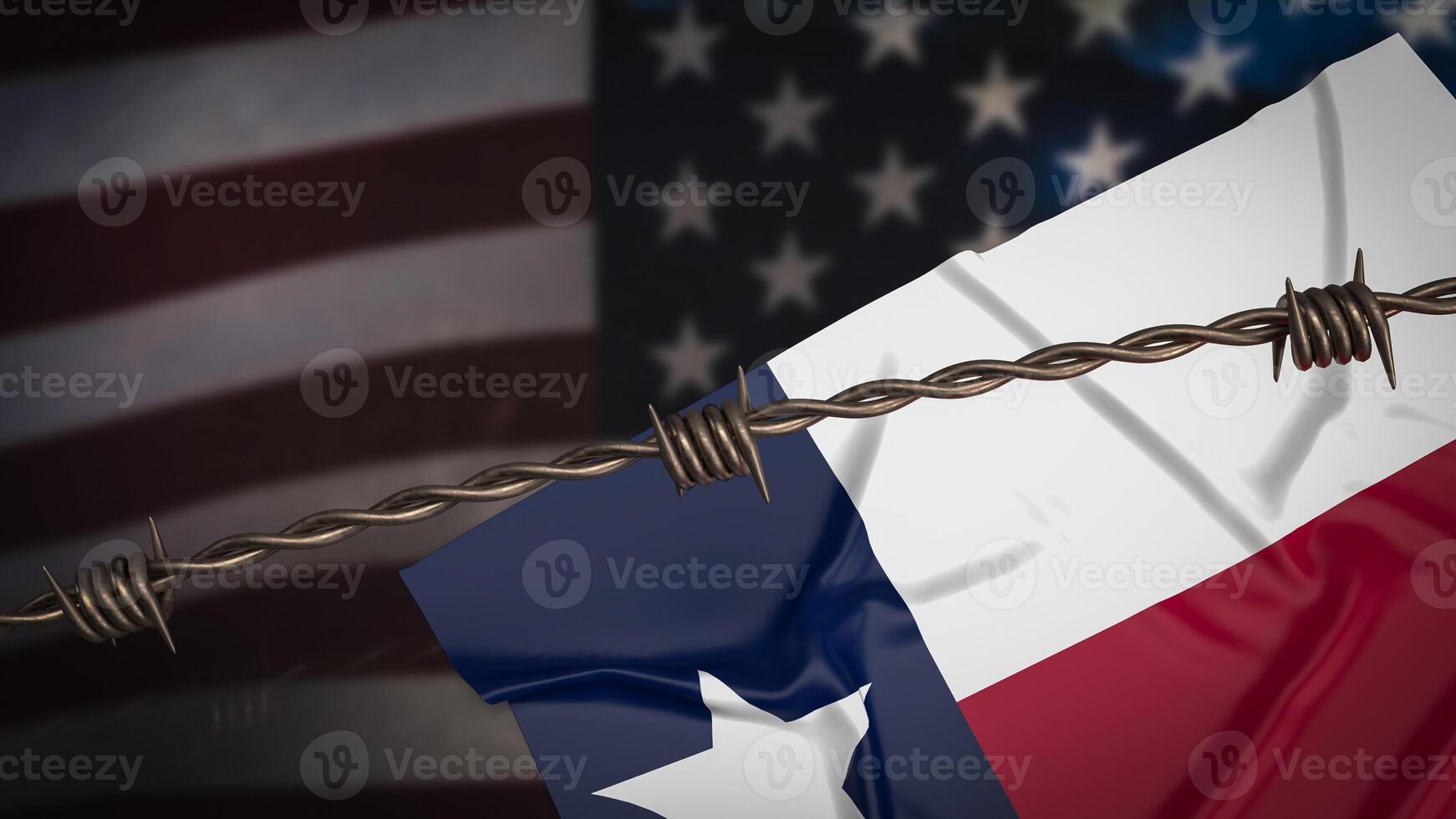 The Texas flag on united stage of America Background 3d rendering. photo