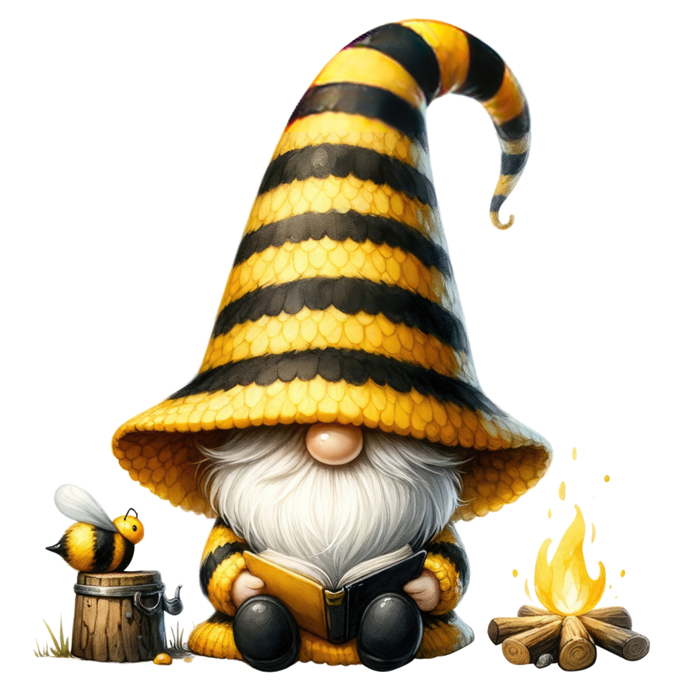 AI generated Whimsical Gnome Dressed as Bee Theme png