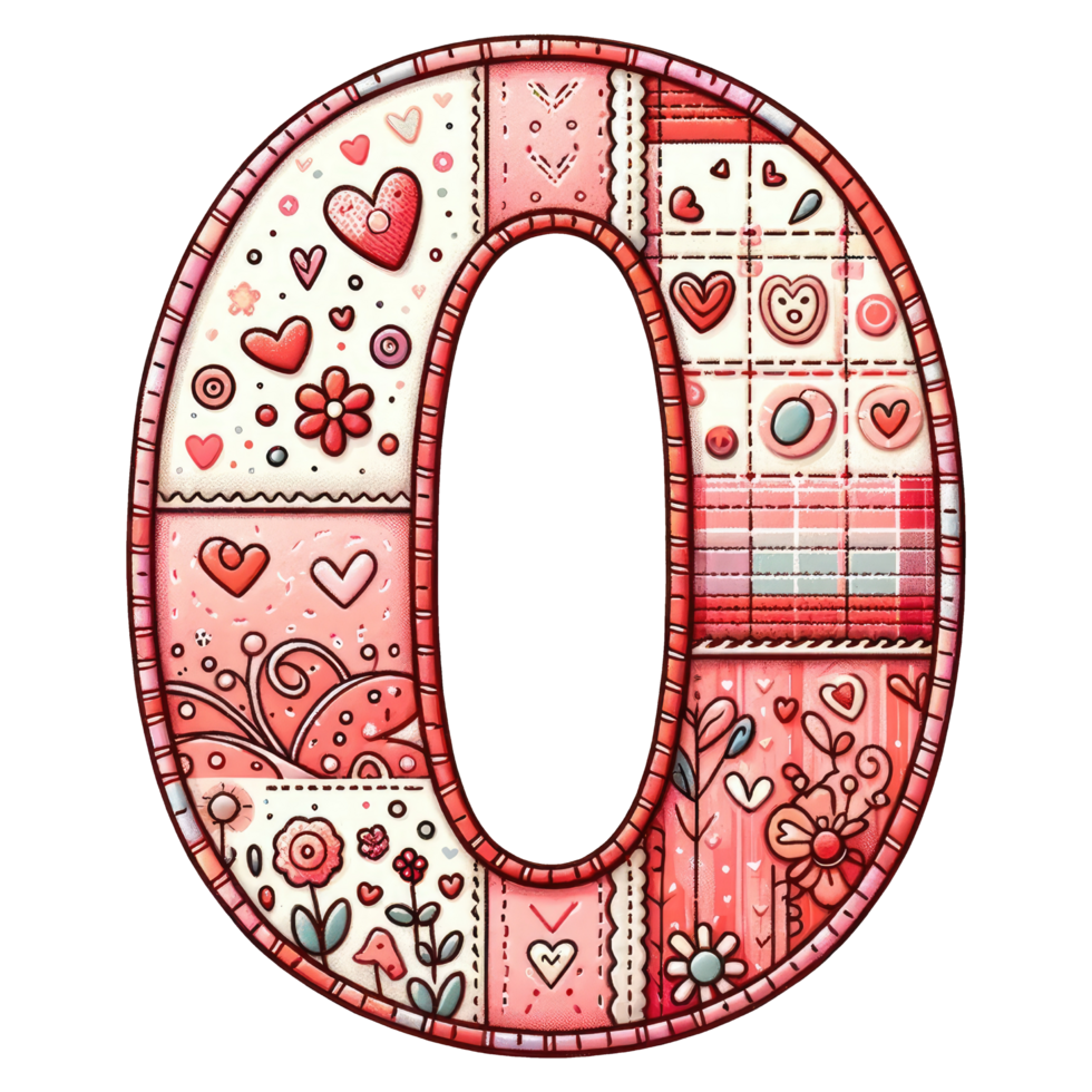 AI generated Patchwork Heart Design Number Zero. png