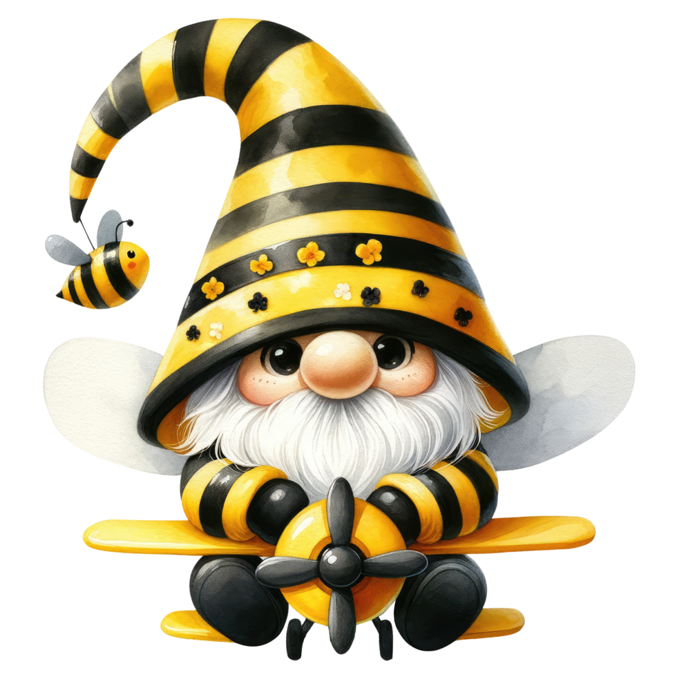 AI generated Whimsical Gnome Dressed as Bee Theme png