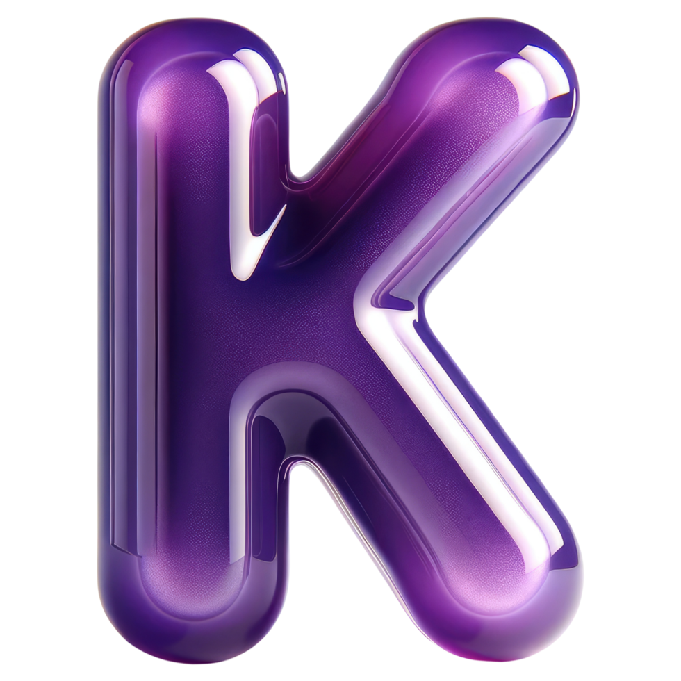 AI generated Glossy Purple Letter K png