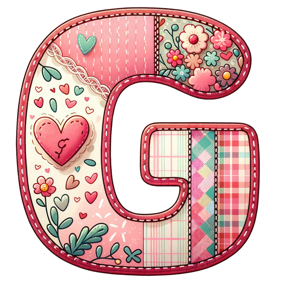 AI generated Patchwork Heart Design Letter G. png