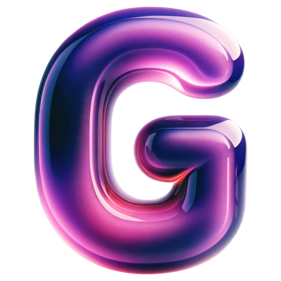 ai généré brillant violet lettre g png