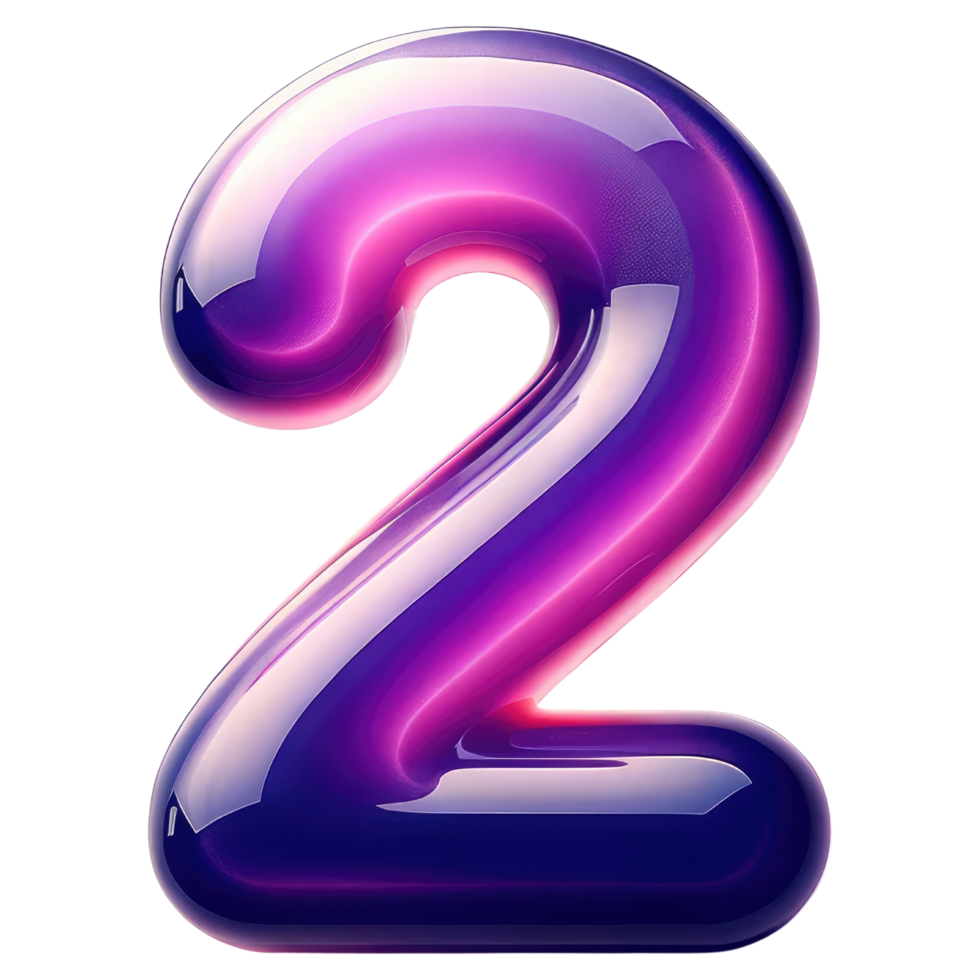 AI generated Glossy Purple Number 2 png