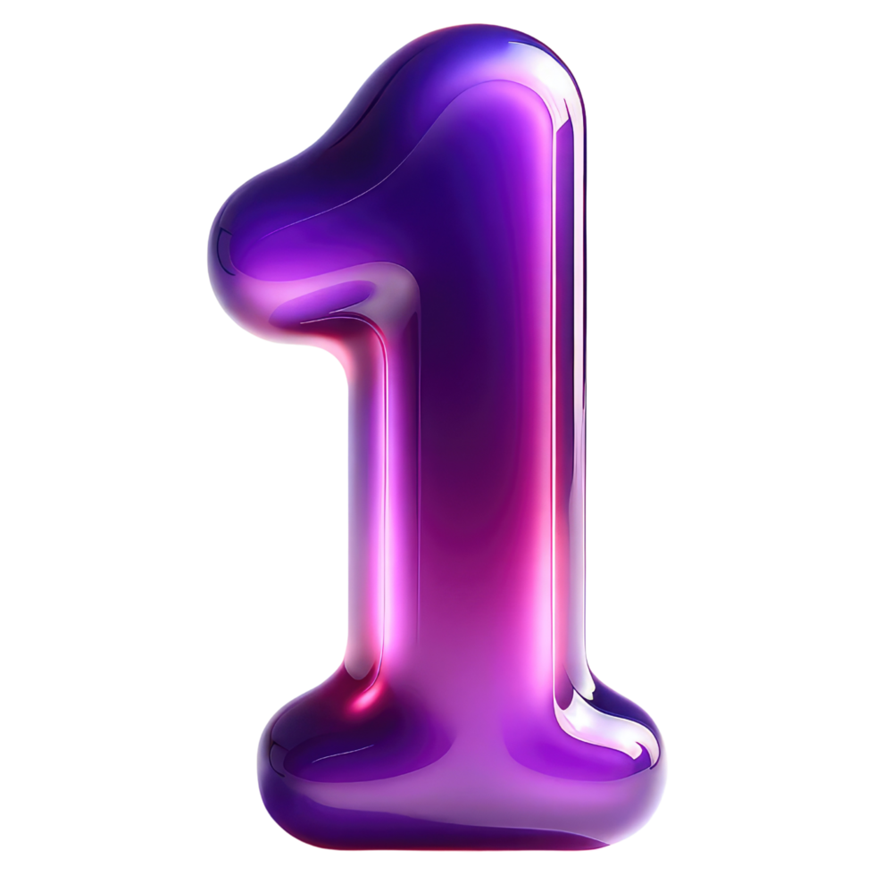 AI generated Glossy Purple Number 1 png