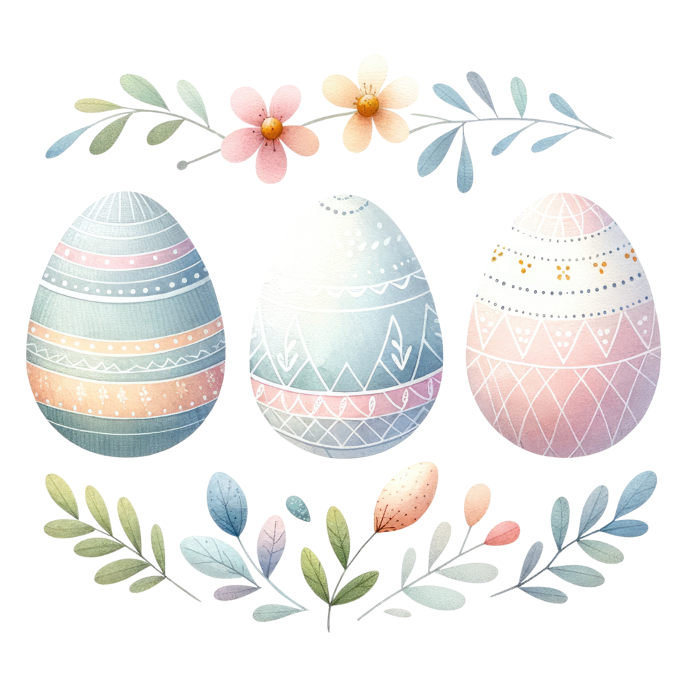 ai generato decorativo floreale Pasqua uova illustrazione png