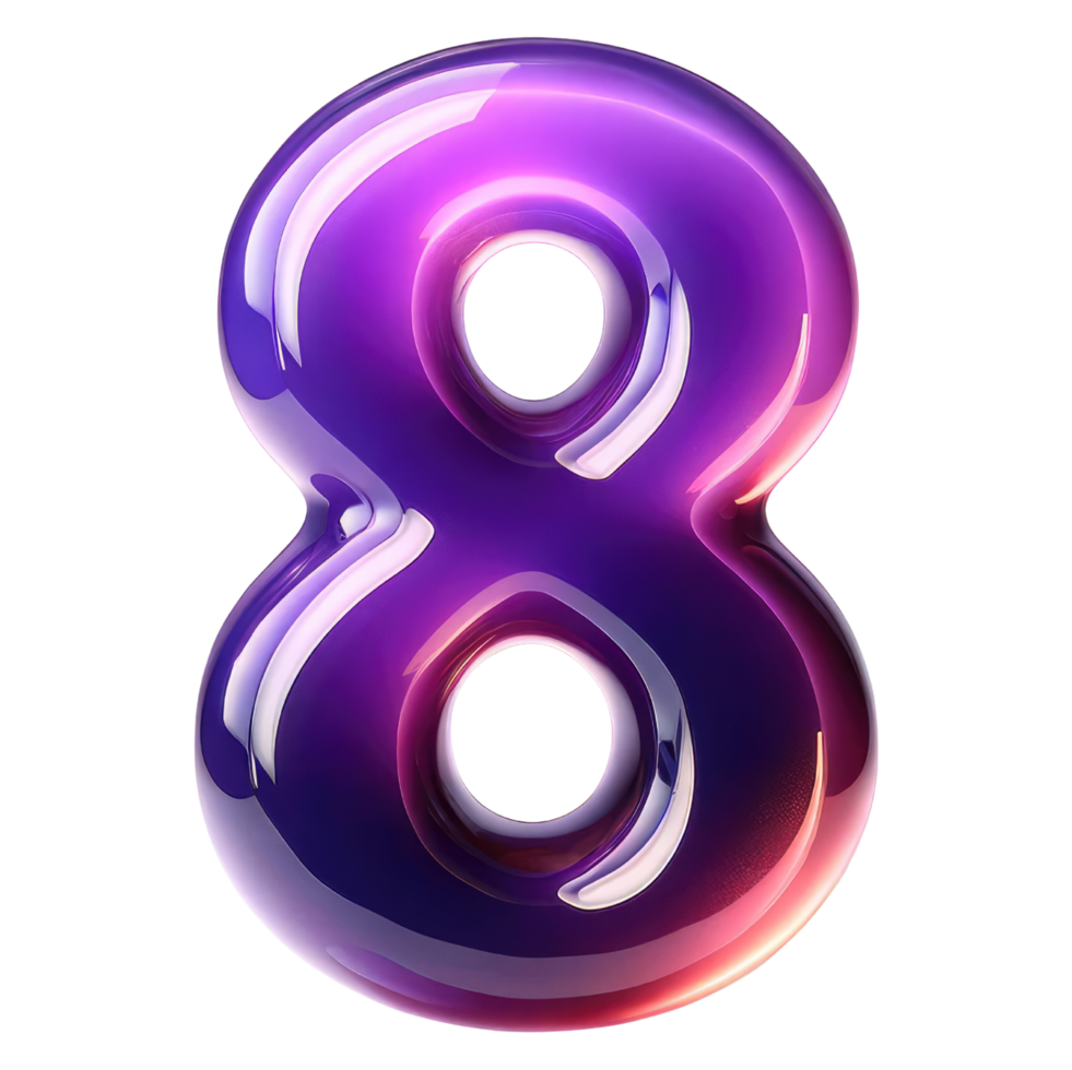 AI generated Glossy Purple Number 8 png