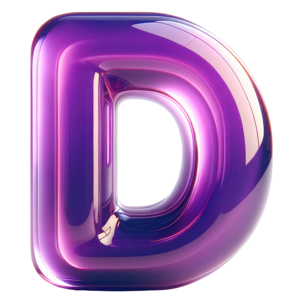 AI generated Glossy Purple Letter D png