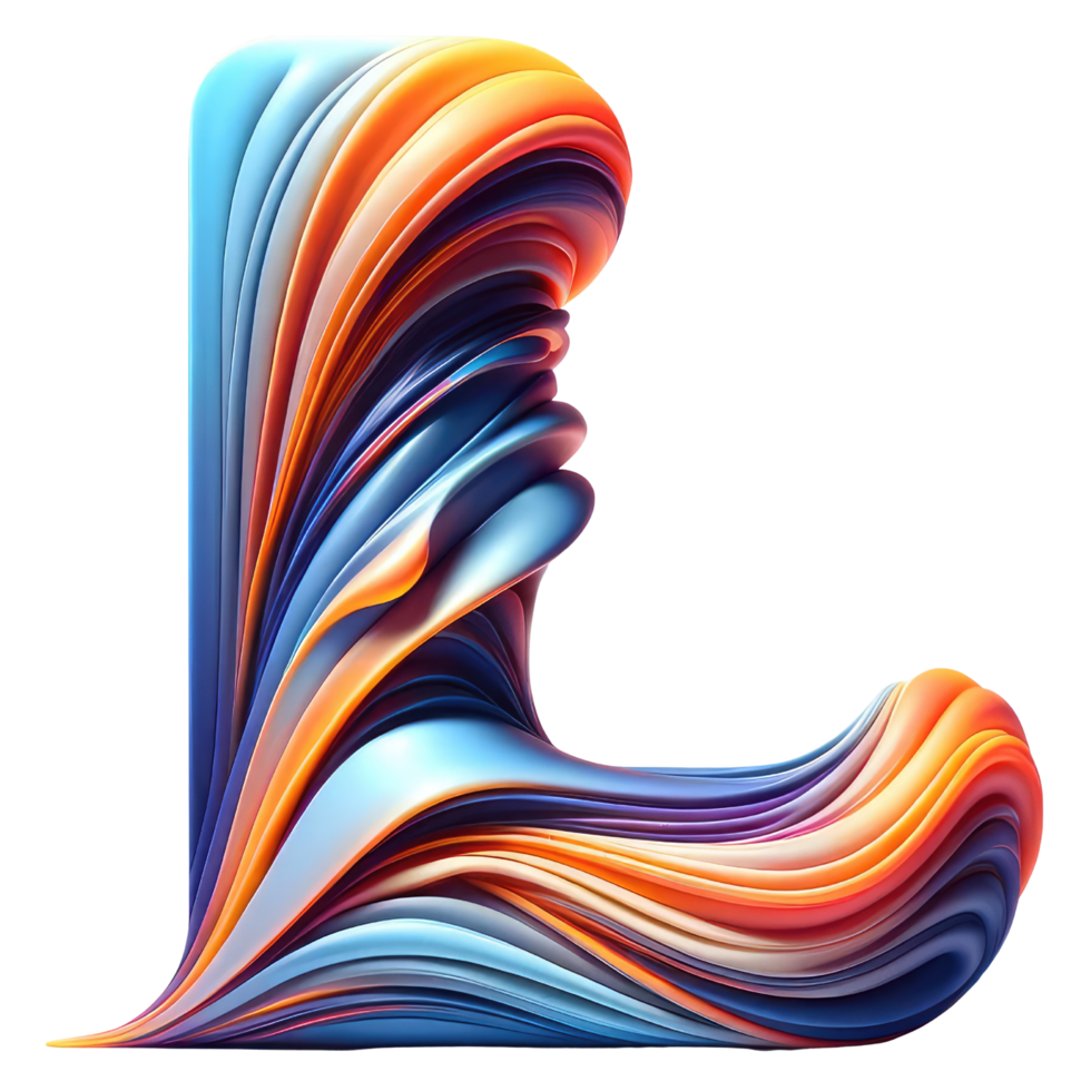 AI generated Abstract Swirl Alphabet Letter L Artwork png