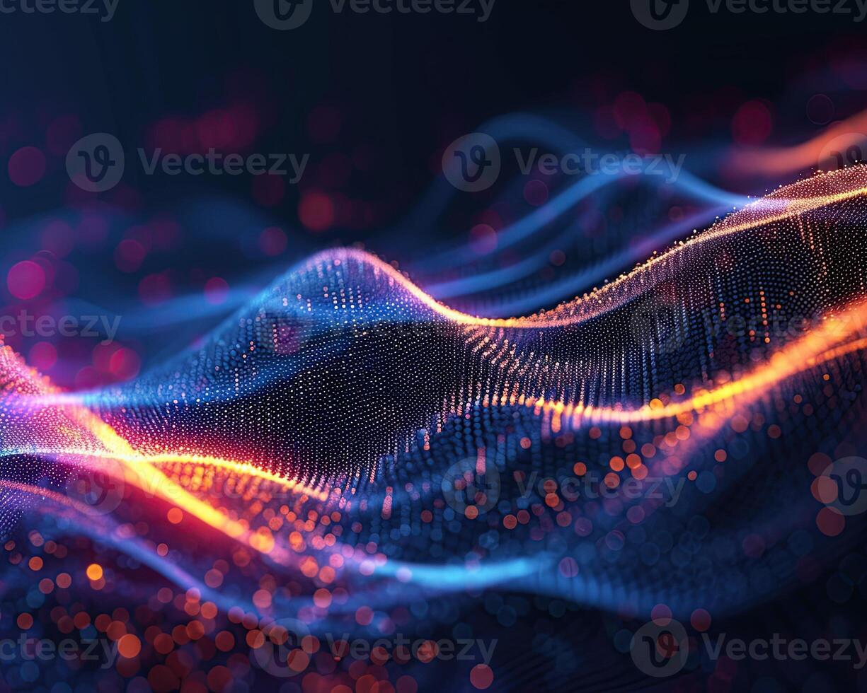 AI generated Abstract technology particles lines mesh background. photo