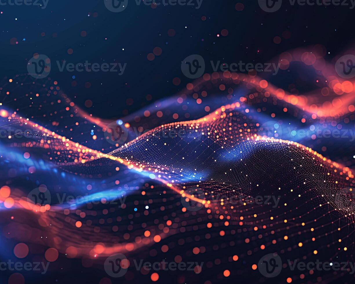 AI generated Abstract technology particles lines mesh background. photo