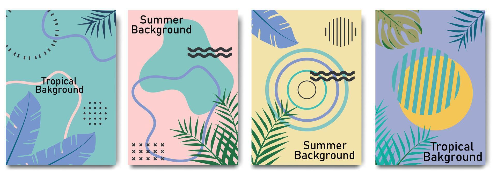 Creative abstract backgrounds, vector , beach, sunset, sea. Event poster , invitation card . Set of creative minimalist hand painted illustrations for wall decoration. Pastel colors