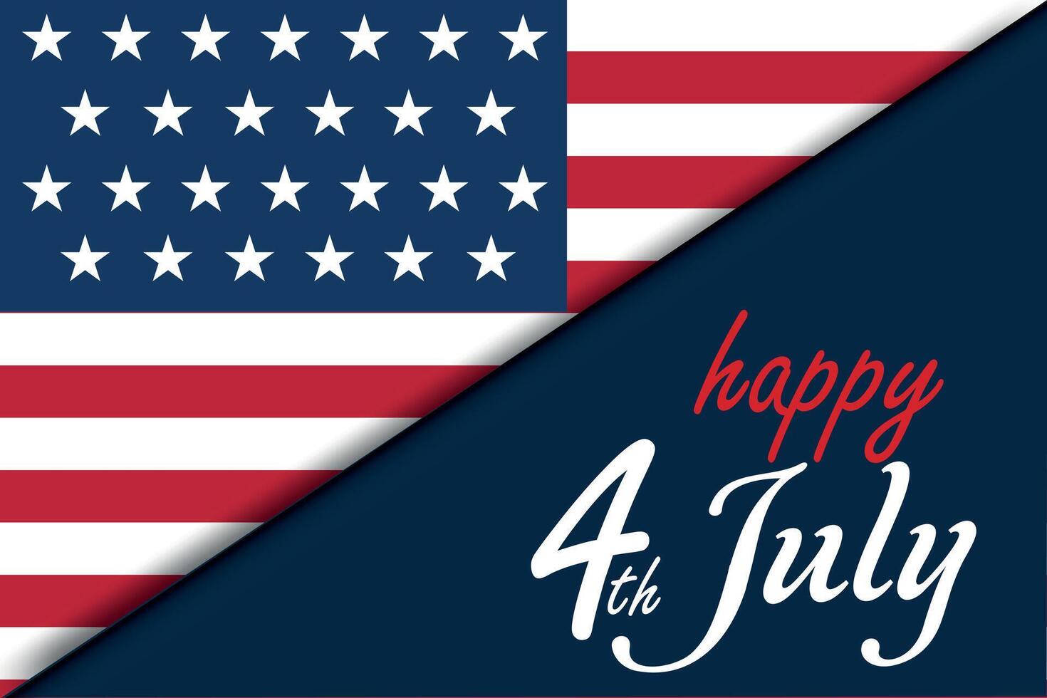 Happy Independence day sign with stars, petards and american flag. 4th of July, United Stated independence day. Template design for poster, banner, flyer, greeting card. vector