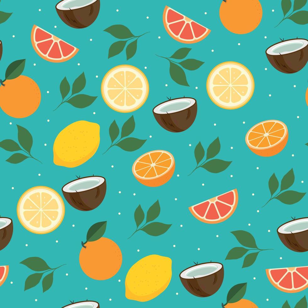 Tropical seamless pattern with tropical fruits. Cute summer background for fabrics, decorative paper, textile print. Templates for celebration, ads, branding, banner, cover, label, poster vector