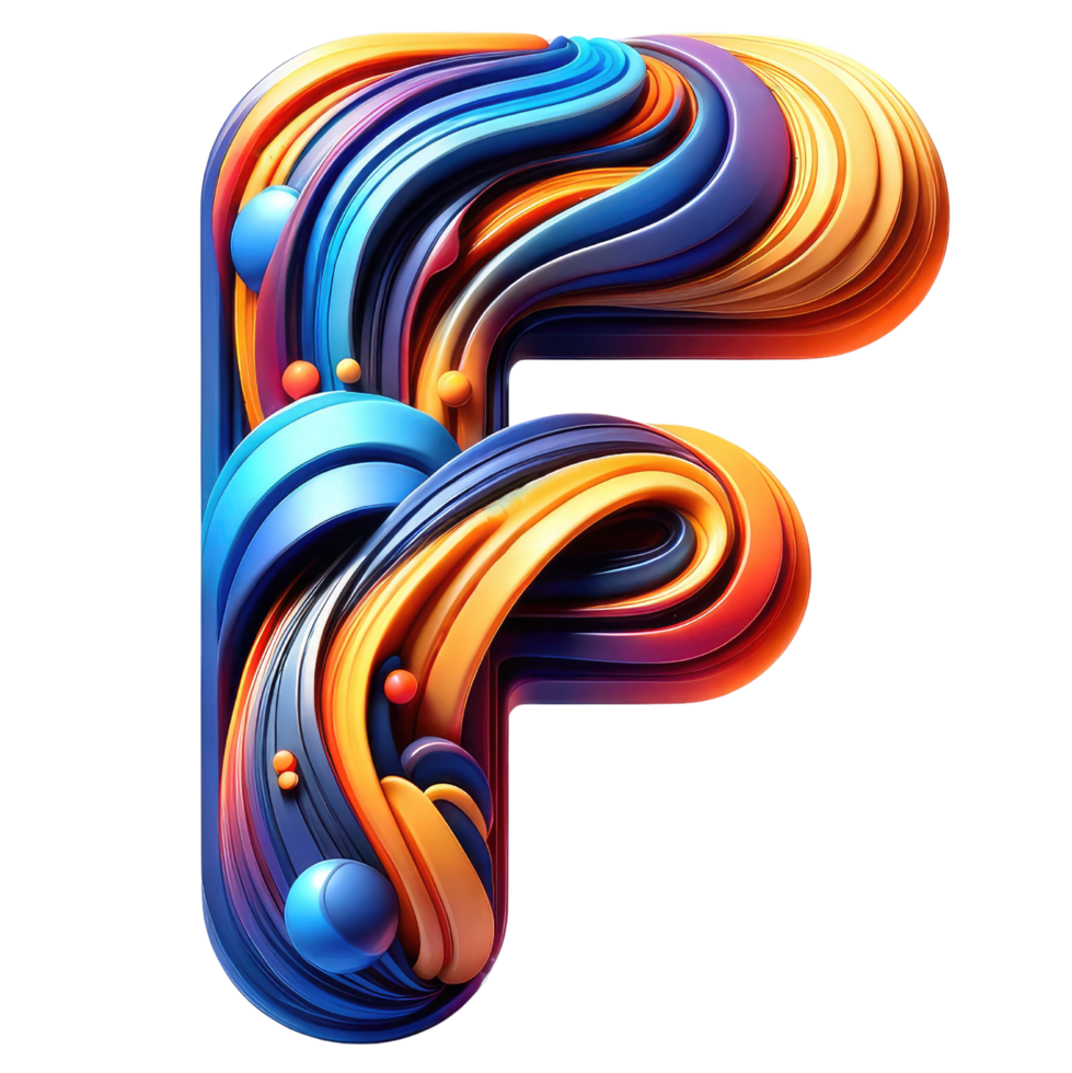 AI generated Abstract Swirl Alphabet Letter F Artwork png