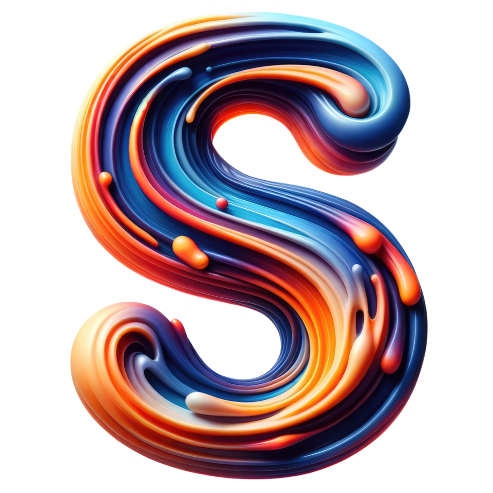 AI generated Abstract Swirl Alphabet Letter S Artwork png