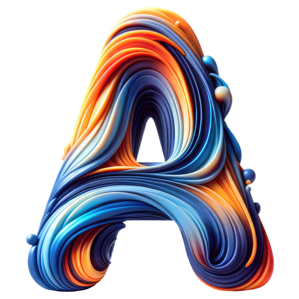 AI generated Abstract Swirl Alphabet Letter A Artwork png
