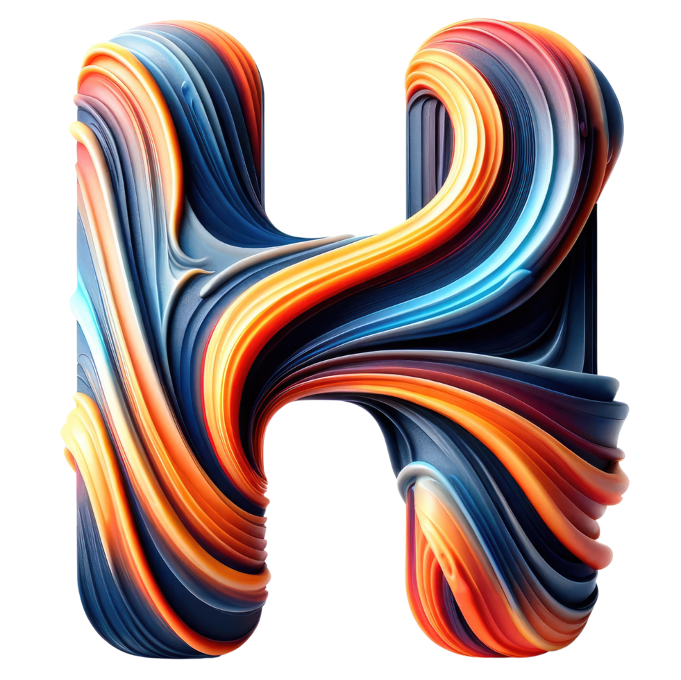 AI generated Abstract Swirl Alphabet Letter H Artwork png