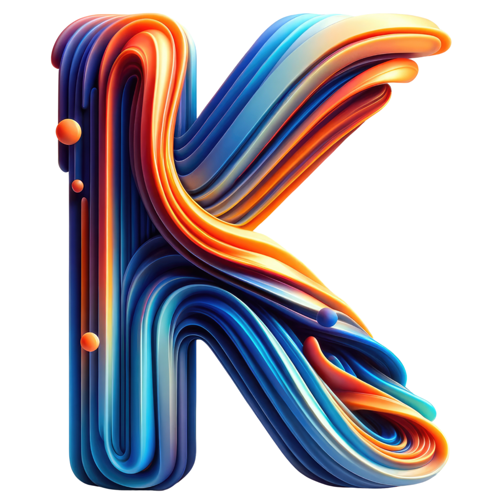 AI generated Abstract Swirl Alphabet Letter K Artwork png