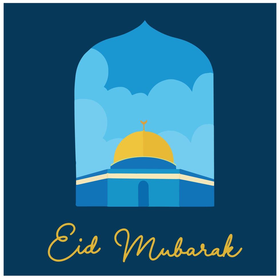 Cool and simple Eid al fitr vector design illustration