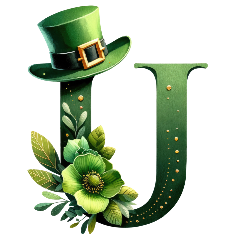 Alphabet Letter U with St. Patrick's Day Hat png