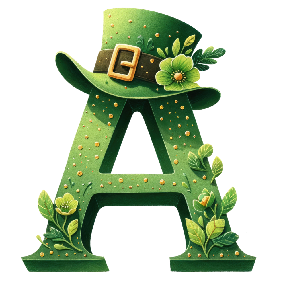 Alphabet Letter A with St. Patrick's Day Hat png