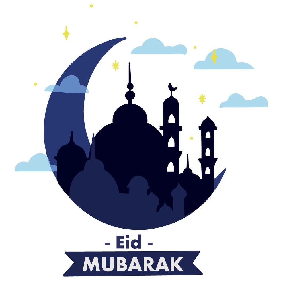 Happy eid mubarak eid al fitr day vector illustration