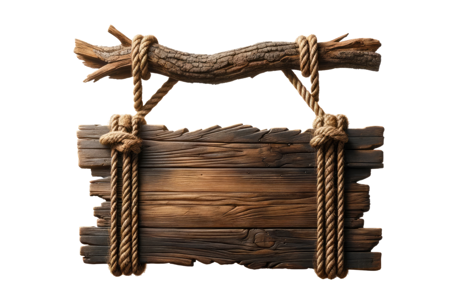 ai gegenereerd rustiek houten uithangbord met touw hanger png