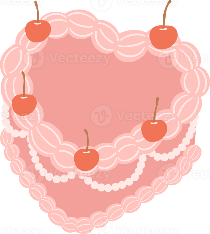 Coquette heart cake, vintage retro cake png