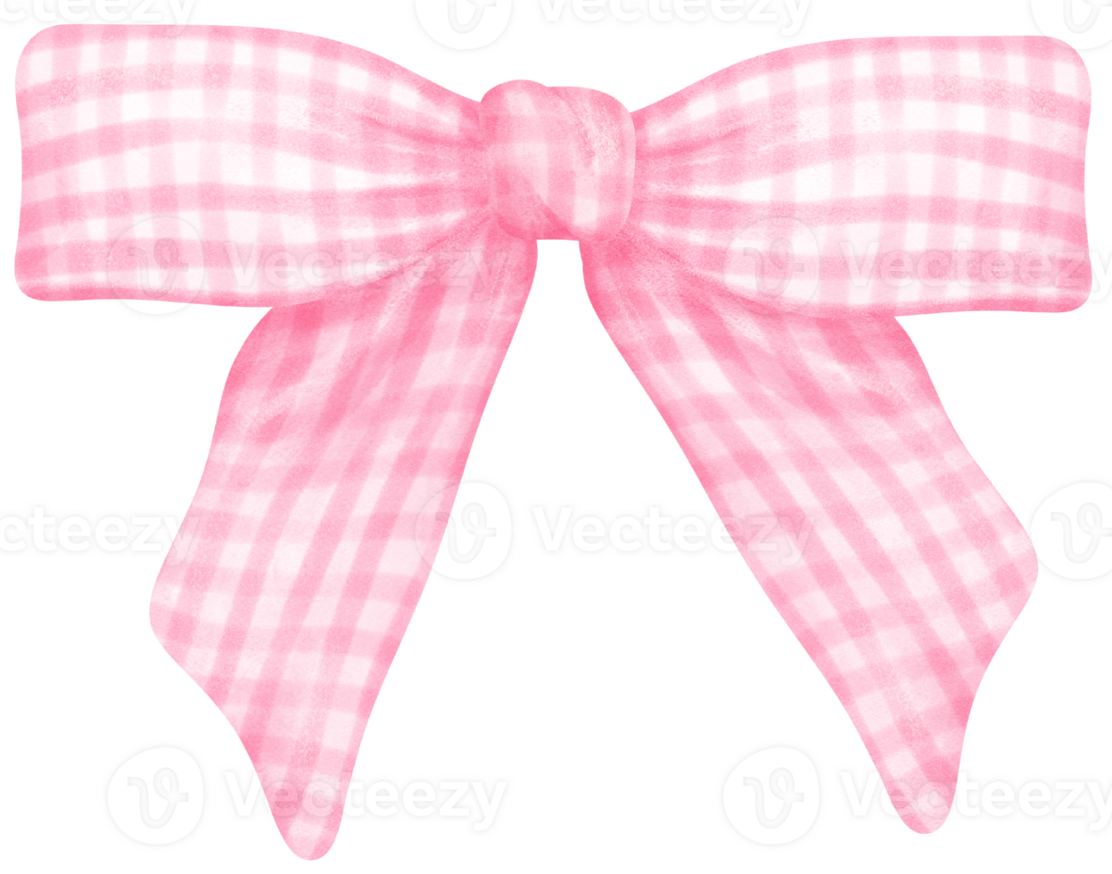 Pink Gingham bow  watercolor png