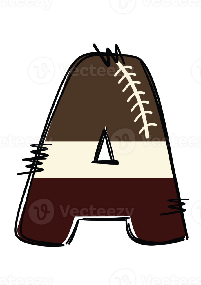Unique Sports Themed American Football Alphabet Letters Doddle Style for Personal and Commercial Use - Customizable Doodle Patch Letters in Soft Yellow, Brown, and White Colors. png