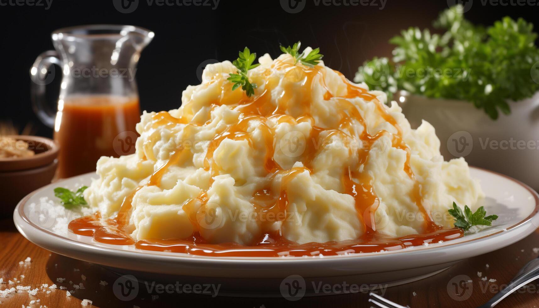 AI generated Freshness and healthy eating on a wooden table, gourmet meal generated by AI photo