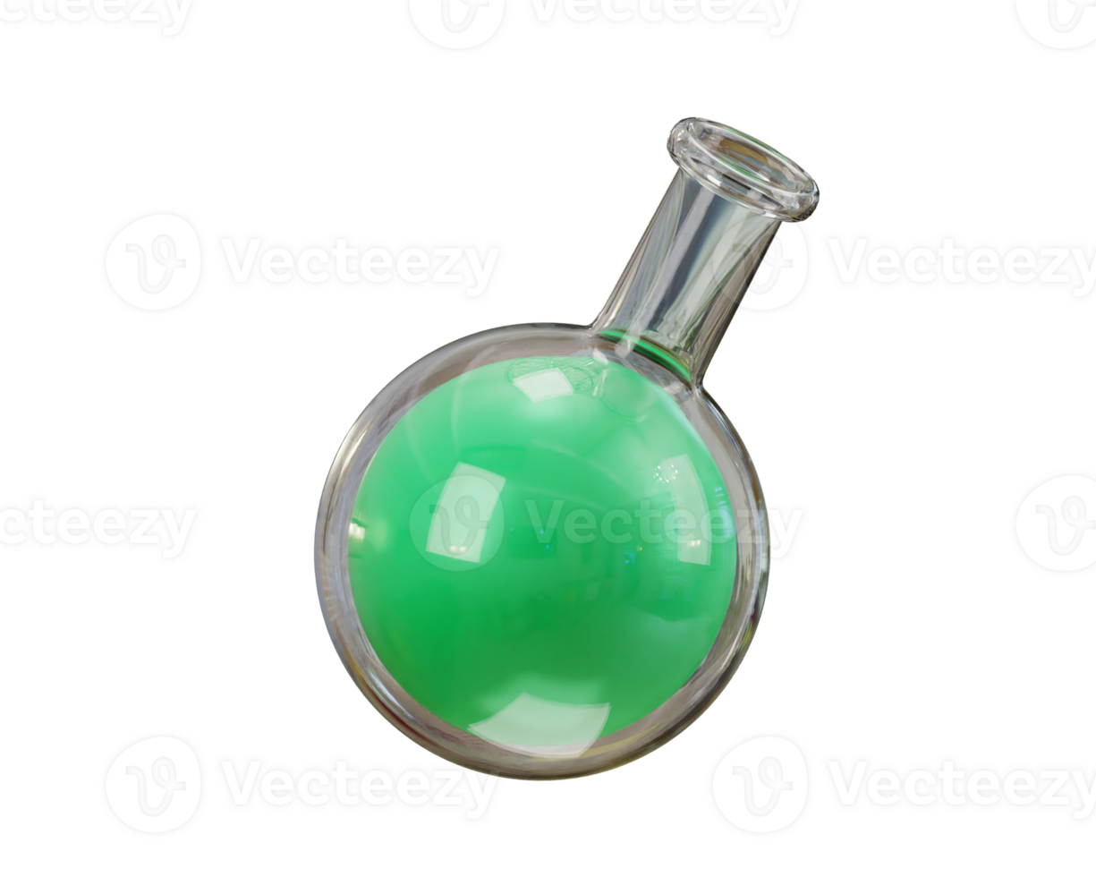 chemical glass flask icon 3d render png