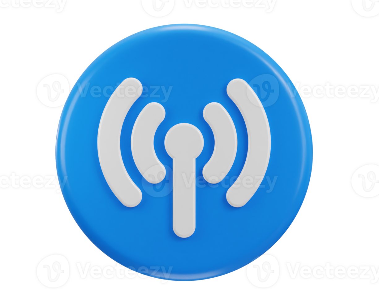 3d network signal icon with circle button icon illustration png