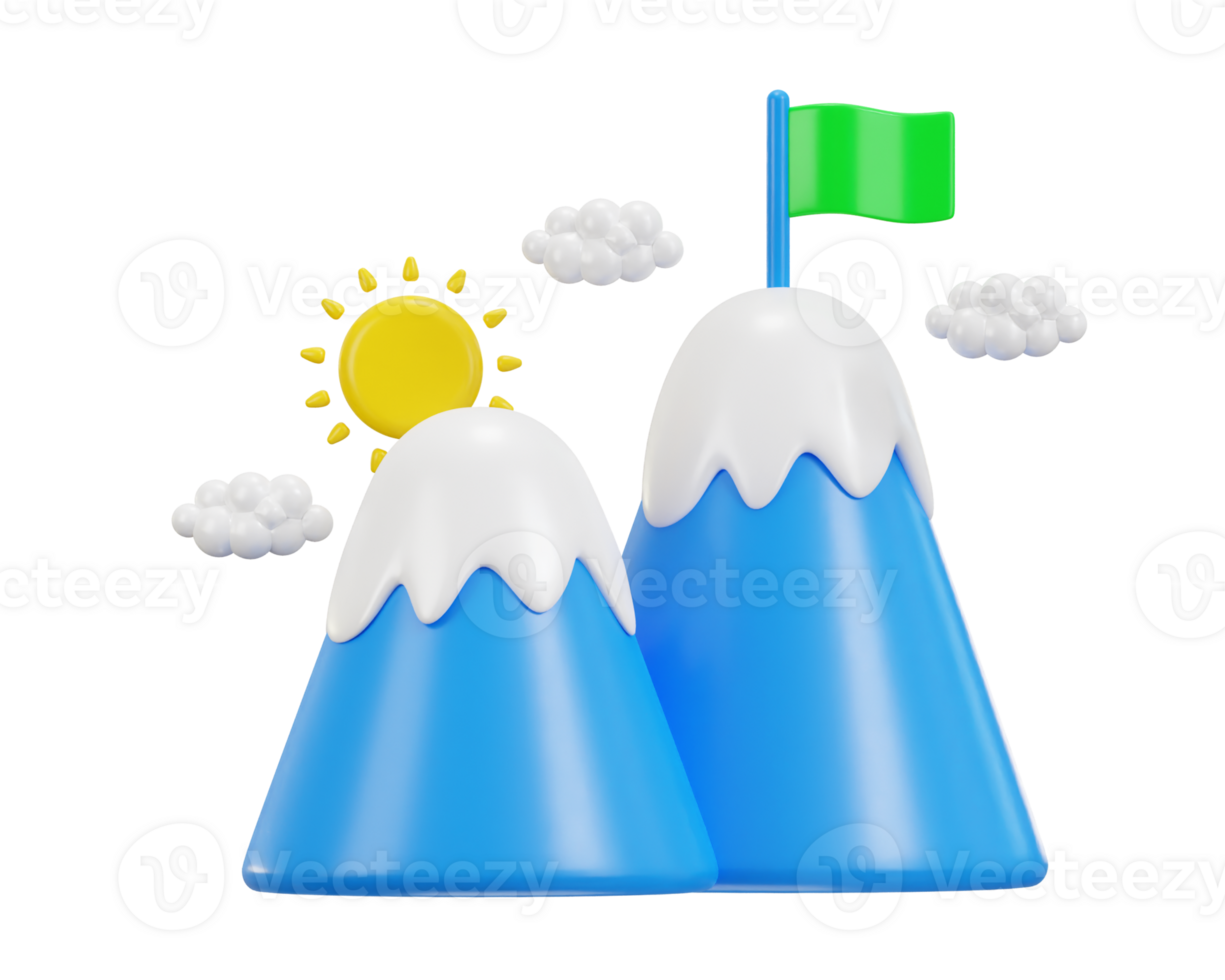 landscape mountains sun clouds environmental concept 3d illustration png