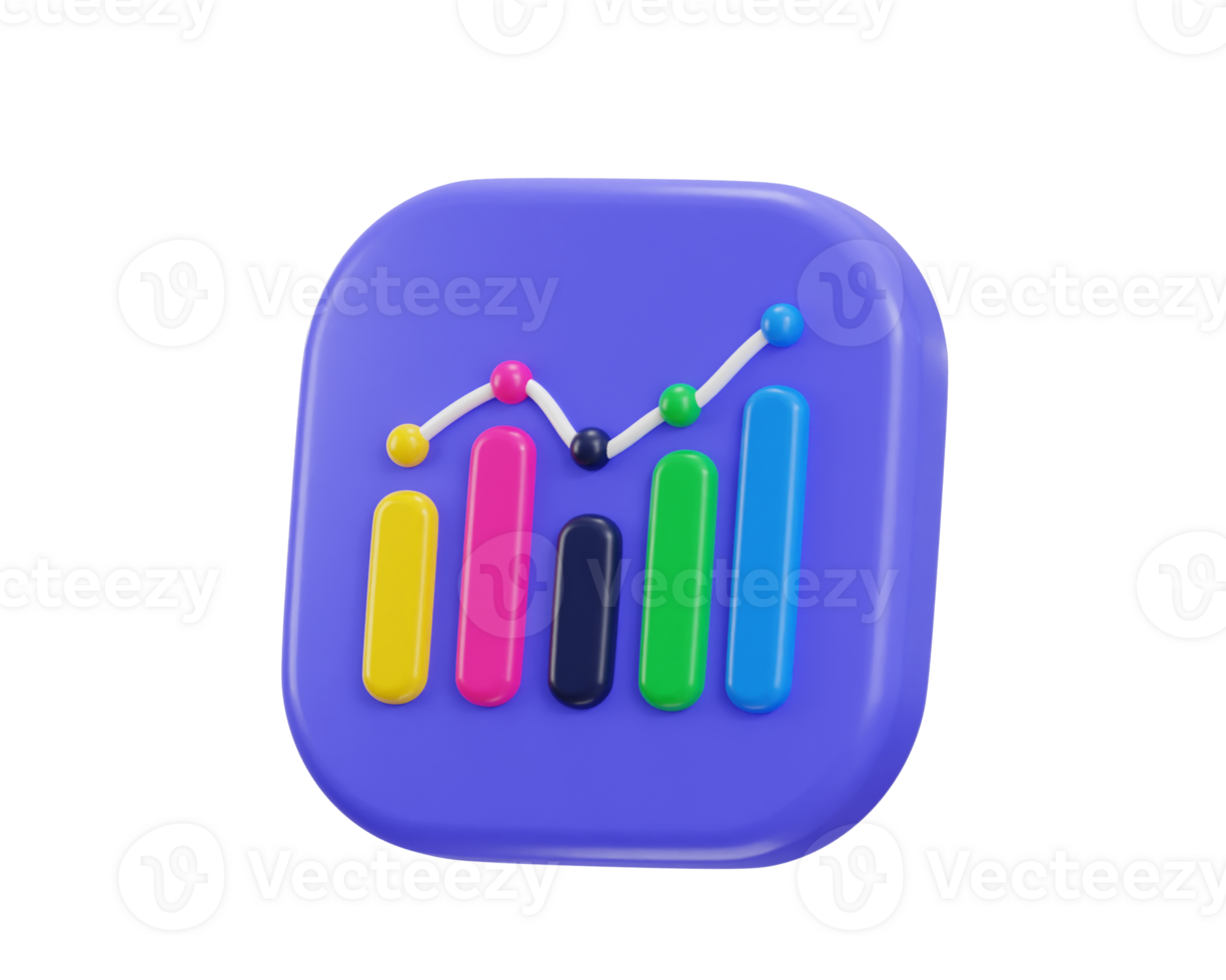 3d chart icon 3d rendering illustration png