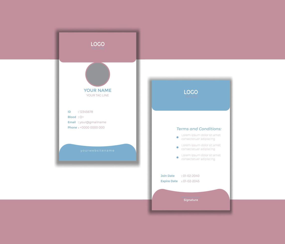 Modern and clean business id card template. professional id card design template vector