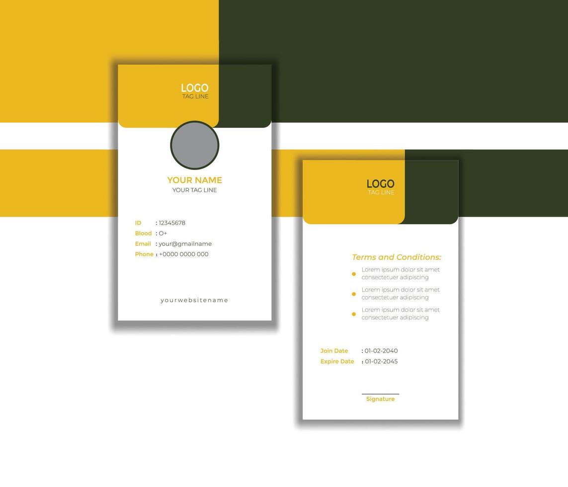 Modern and clean business id card template. professional id card design template vector