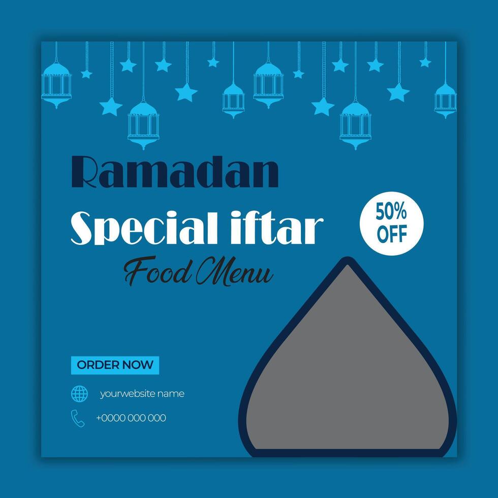 Ramadan special iftar food menu design and social media post template vector