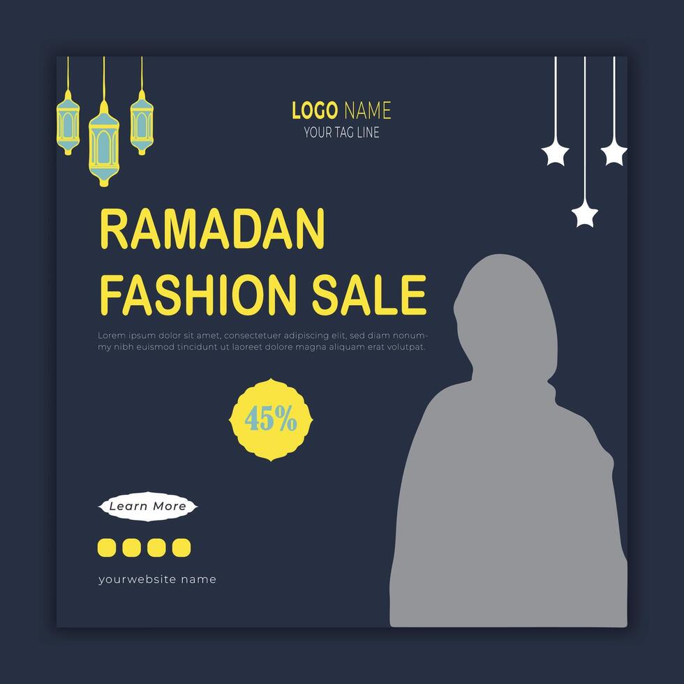 Ramadan fashion sale social media banner post template vector