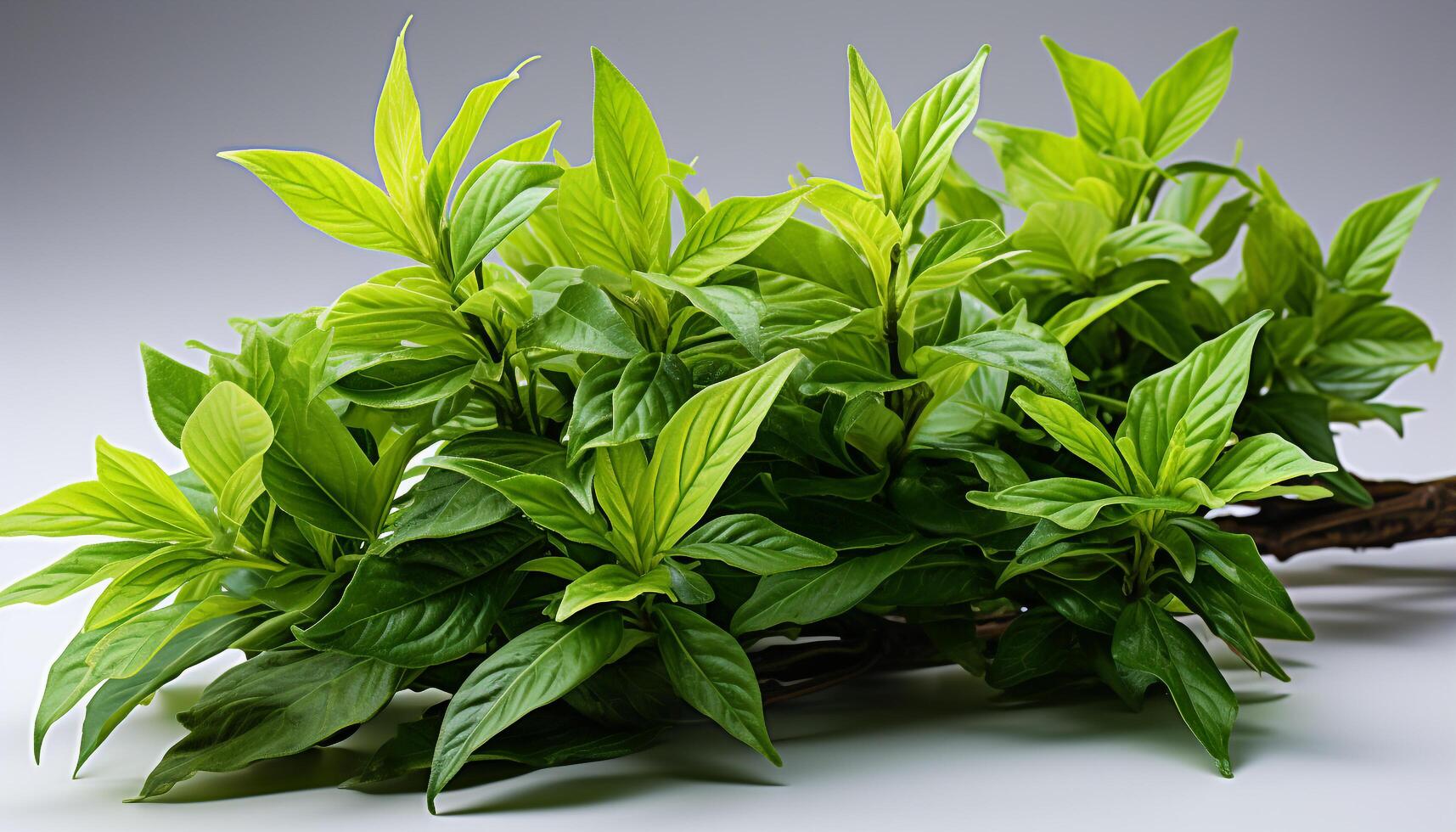 AI generated Fresh green plant growth in nature, close up of leaf generated by AI photo