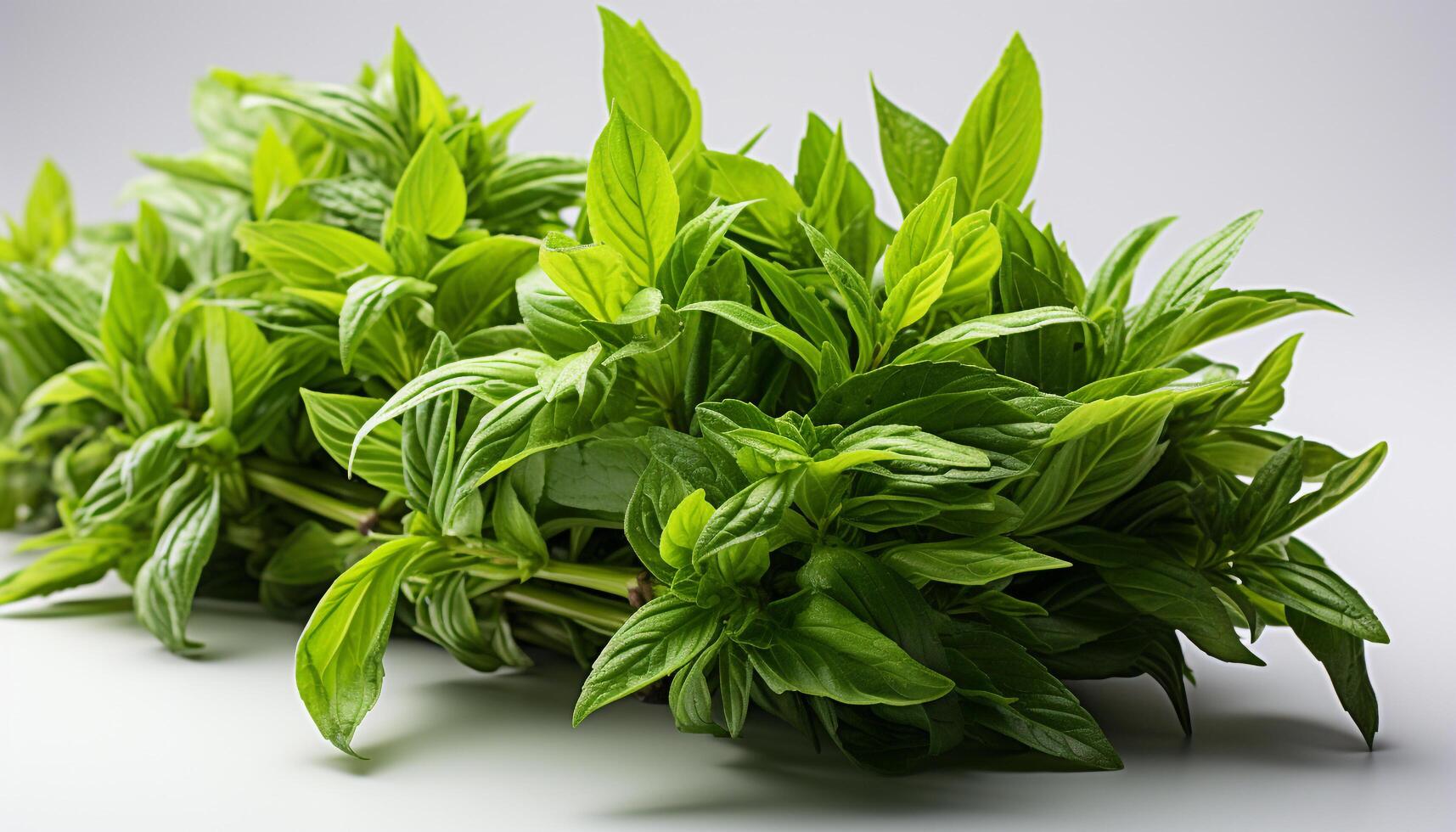 AI generated Fresh green plant growth in nature, close up of herb generated by AI photo