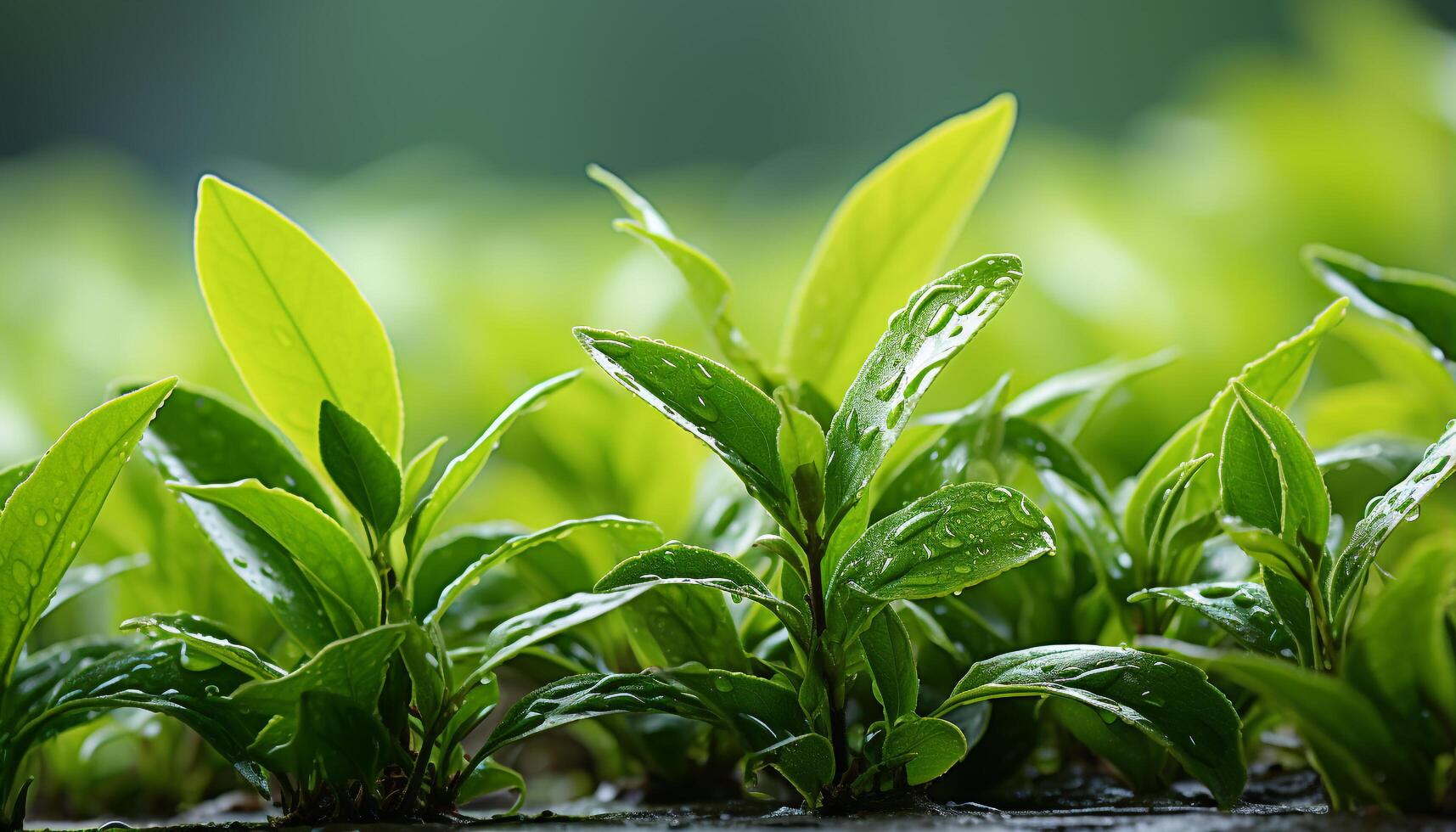 AI generated Freshness of nature growth in close up, vibrant green macro generated by AI photo