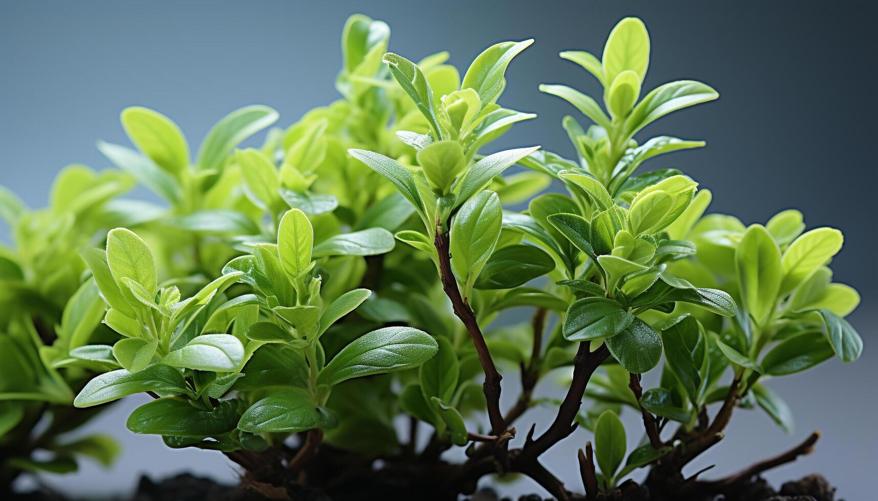 AI generated Freshness of nature growth in green, a macro beauty generated by AI photo