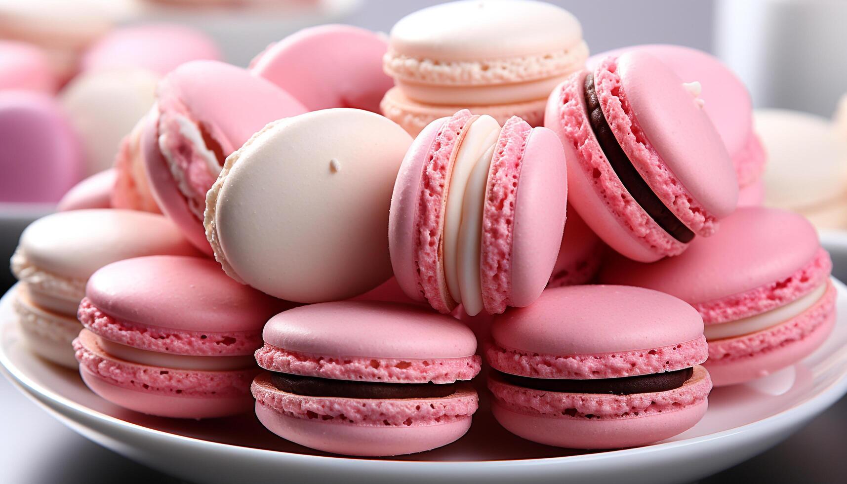AI generated A stack of colorful macaroons, a sweet French indulgence generated by AI photo