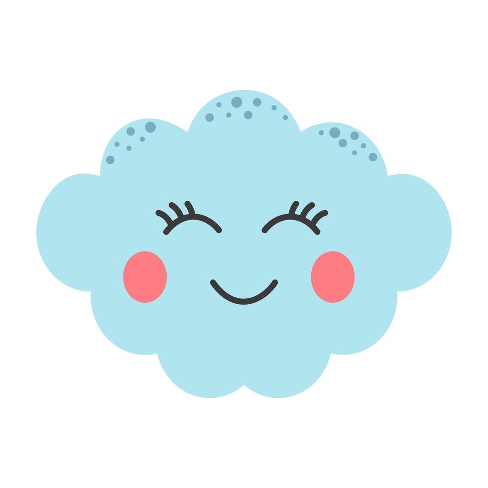 Kawaii cloud. Cute cloud character. Vector illustration isolated on white background.