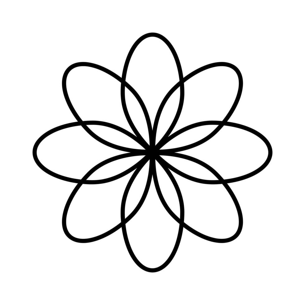 Doodle flower. Vector linear illustration.